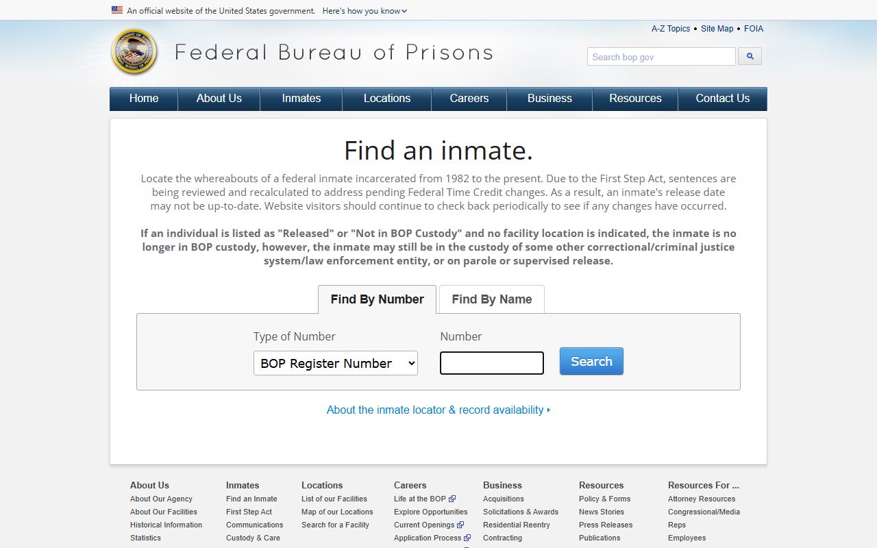 BOP inmate locator for Federal Correctional Institution Gilmer inmates