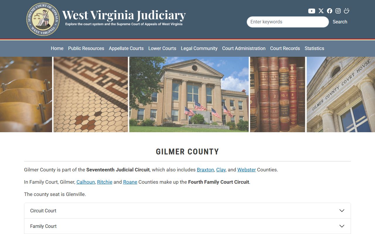 West Virginia Judiciary Gilmer County court contact page