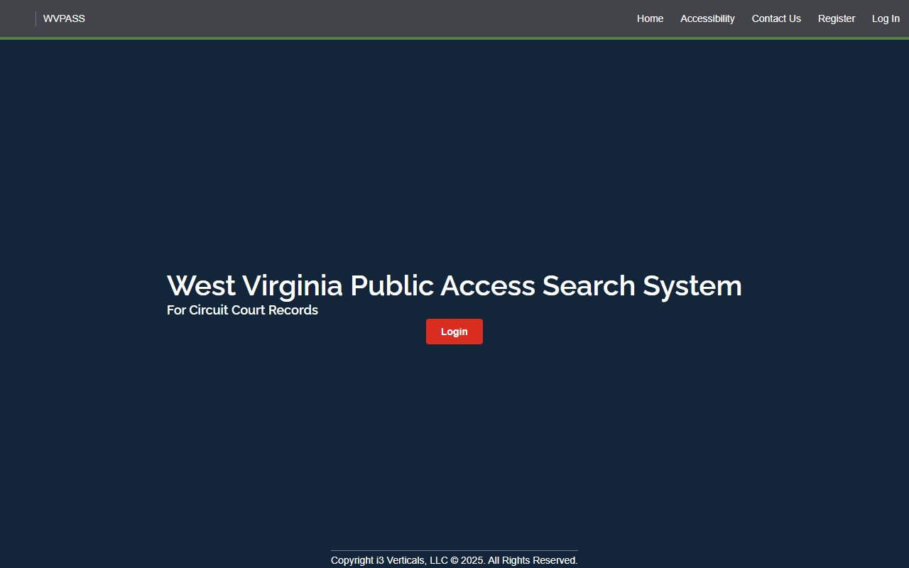 West Virginia Public Access Search System circuit court landing page